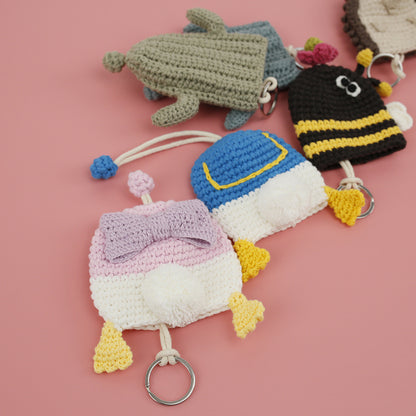 Handcrafted Cartoon Key Pouch Cute Duck Butt Knitted Key Holder