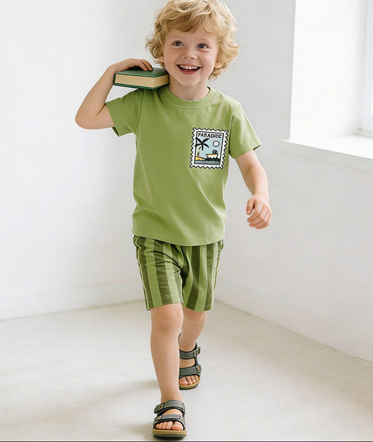 Trendy Animal Print Kids Two-Piece Set Comfortable Cotton Outfit