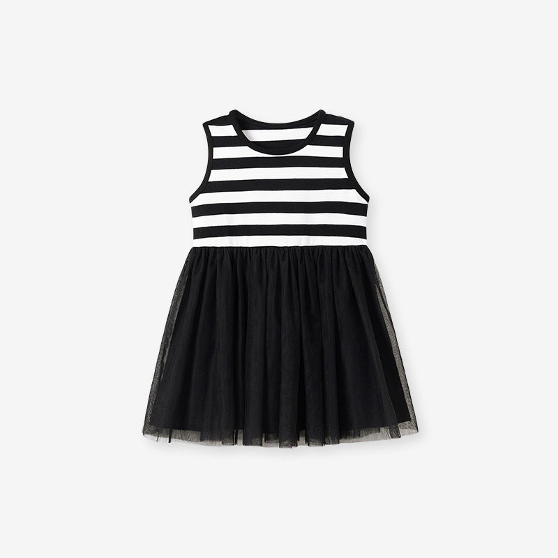 Girls' Sleeveless Striped Cotton Dress