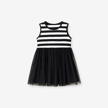 Girls' Sleeveless Striped Cotton Dress