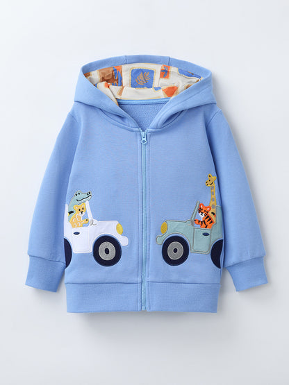 Embroidered Hoodie with Zipper for Kids