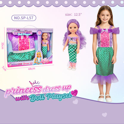 Princess Doll Dress-Up Playset - 32cm Rubber Doll Toy