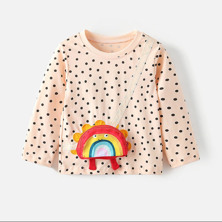 Girls' Long Sleeve T-Shirt Cute Cartoon Design Moisture-Wicking Casual Wear