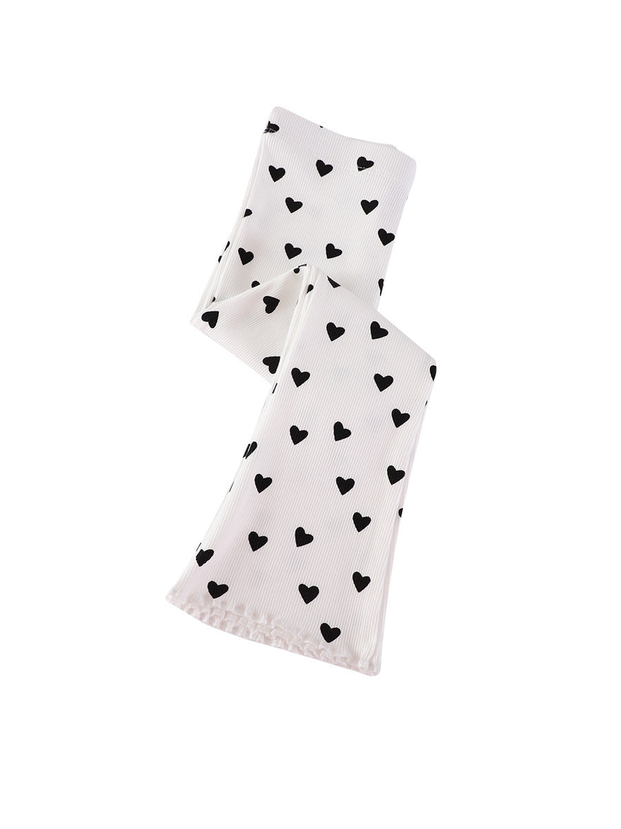 Stylish Kids Wide Leg Trousers With Heart Pattern