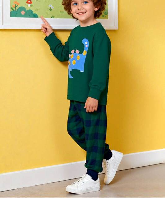 Children's Long Sleeve Floral Pajama Set Cotton Casual Wear