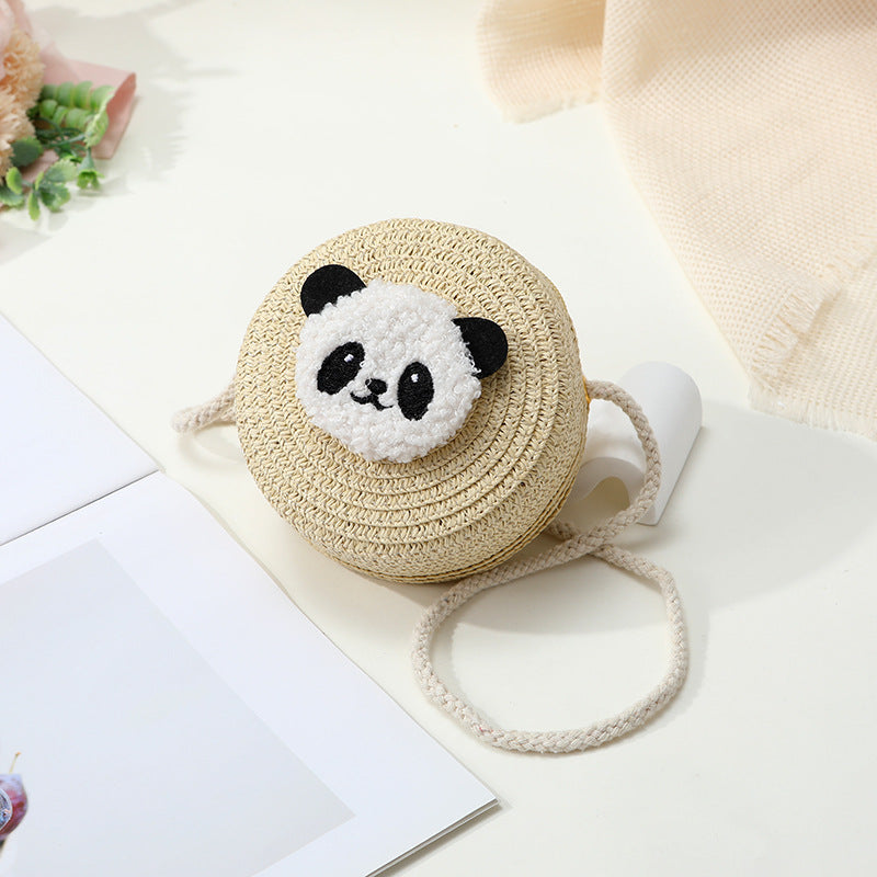 Mini Cute Panda Woven Straw Bag for Women