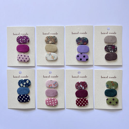 Floral Pattern Fabric Hair Clips Set for Kids