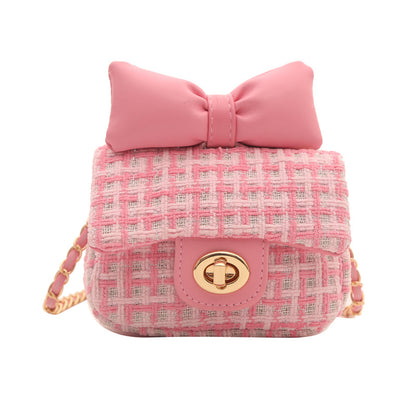 Cute Bowknot Woolen Mini Shoulder Bag for Kids