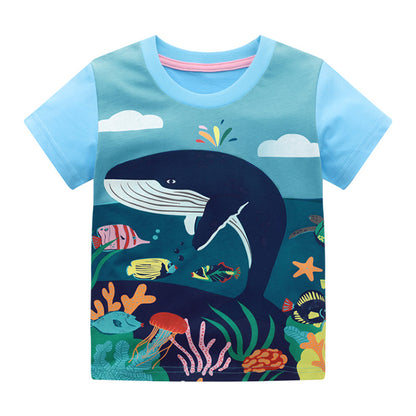 Kids Summer Short Sleeve T-Shirt Animal Print Casual Top