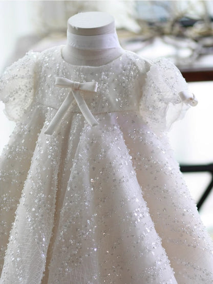Girls' Sequin Puff Sleeve Princess Birthday Dress
