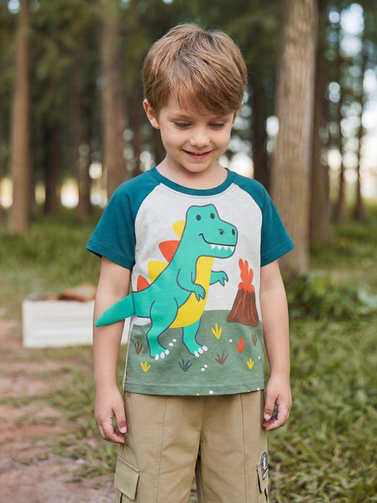 Summer Kids Dinosaur Printed T-Shirt Cotton Short Sleeve Top