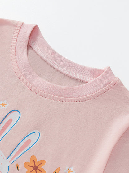 Animal Print Long Sleeve Cotton T-Shirt for Girls