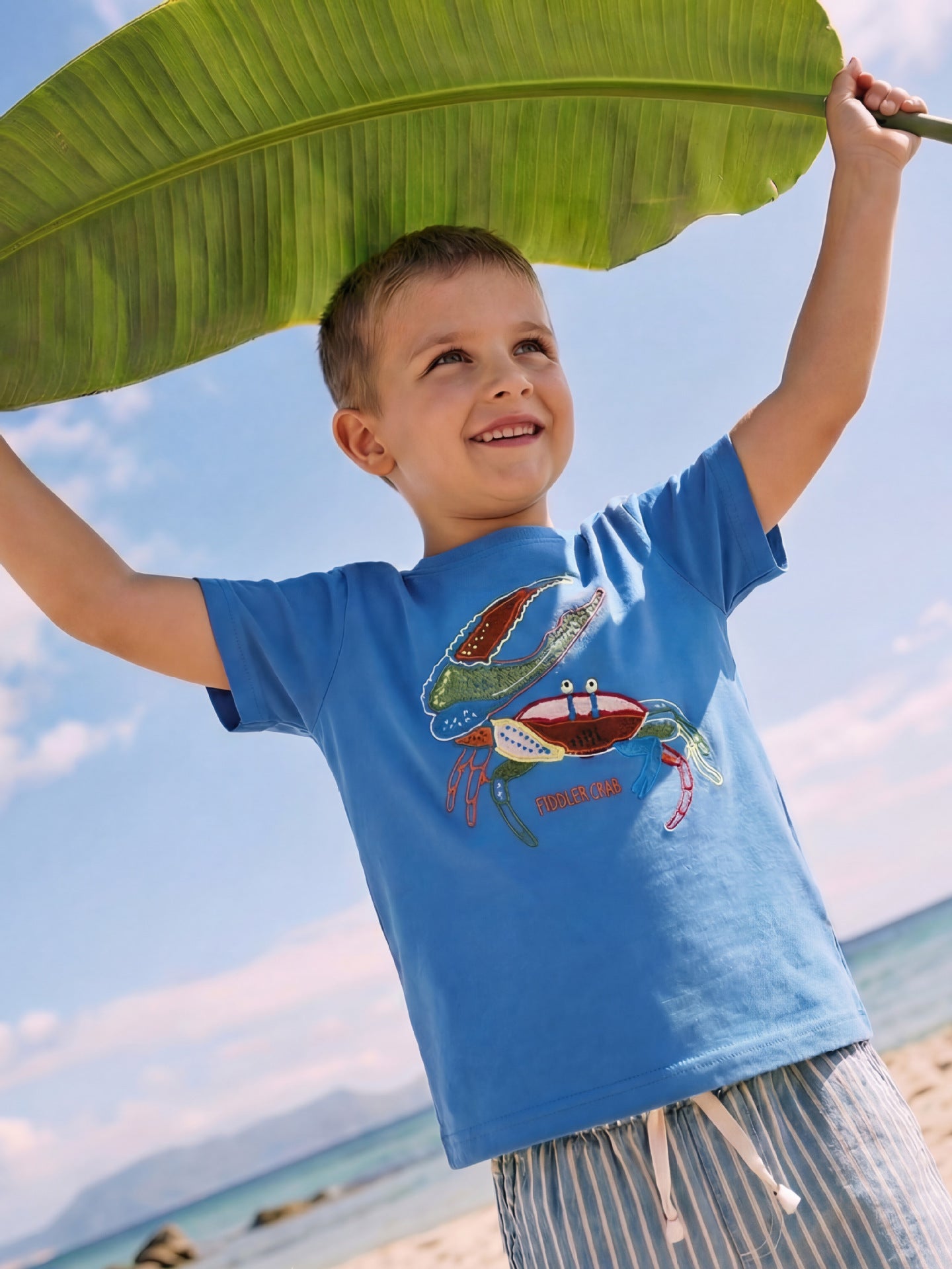 Kids' Crab Embroidered Short Sleeve T-Shirt