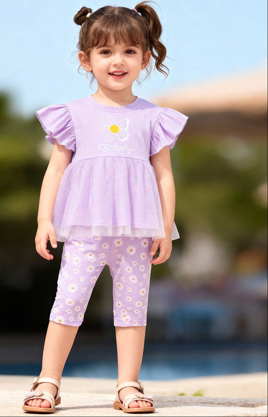 Adorable Summer Short Sleeve Girls' Outfit