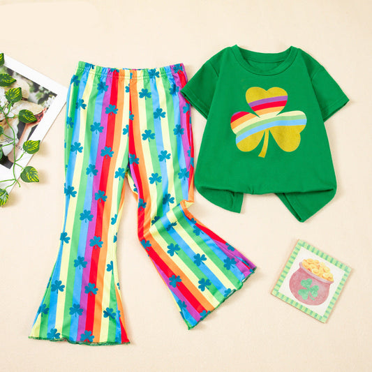 St. Patrick's Day Girls' T-Shirt and Bell Bottoms Set