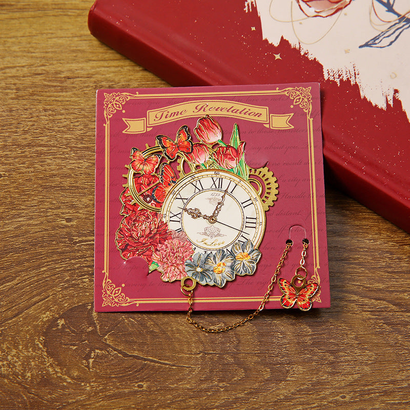 Metal Filigree Clock Bookmark With Tassel Gift