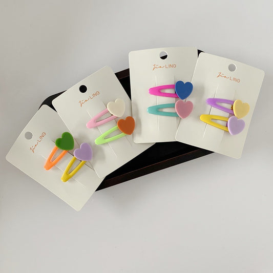 Colorful Heart Acrylic Hair Clips for Kids