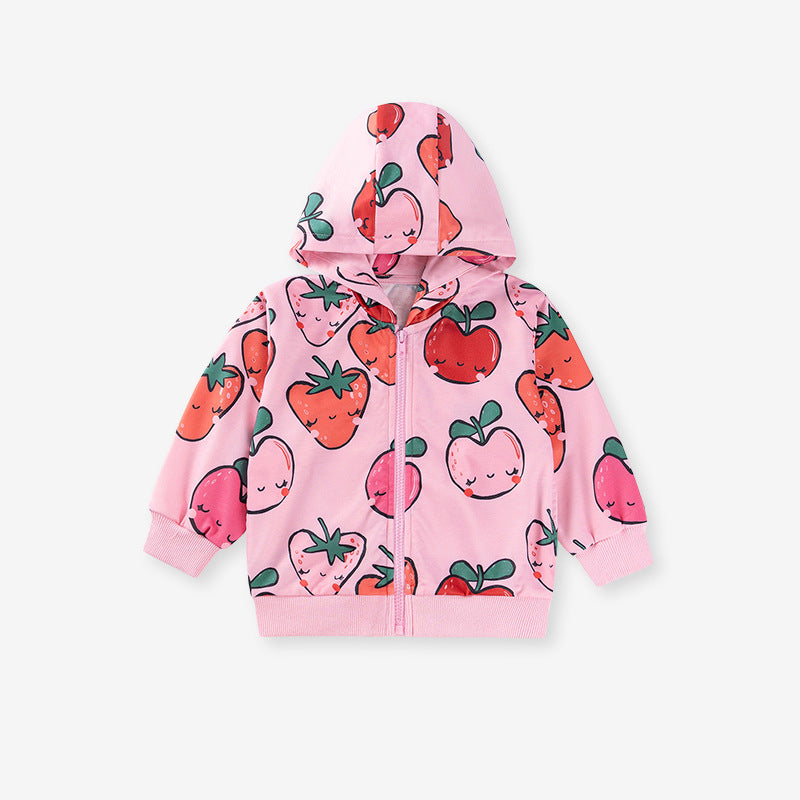 Cartoon Long Sleeve Hoodie for Girls Soft Polyester Casual Wear