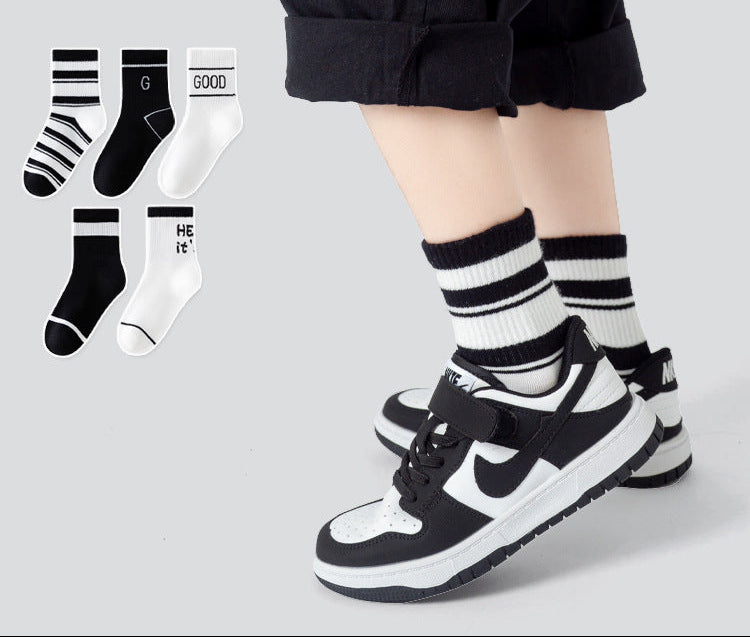Color Block Cotton Mid-Calf Basketball Socks for Kids