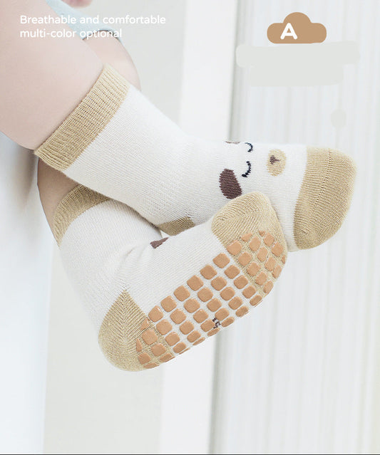 Baby Non-Slip Floor Socks Cartoon Design Cotton Mid-Calf Socks
