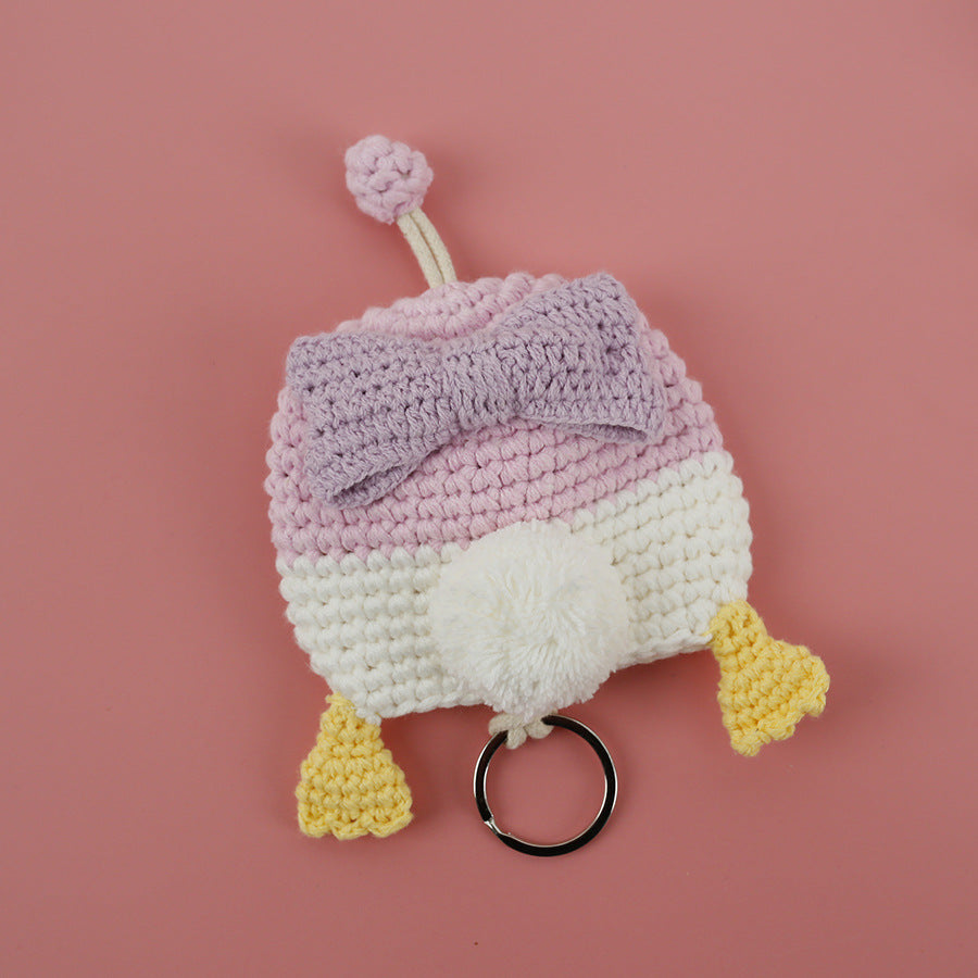 Handcrafted Cartoon Key Pouch Cute Duck Butt Knitted Key Holder
