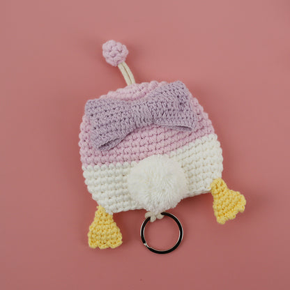 Handcrafted Cartoon Key Pouch Cute Duck Butt Knitted Key Holder