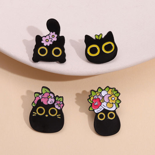 Cute Cat Eyes Metal Brooch Geometric Pin Badge Accessories