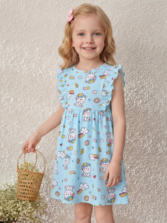 Cartoon Lace A-Line Dress For Girls