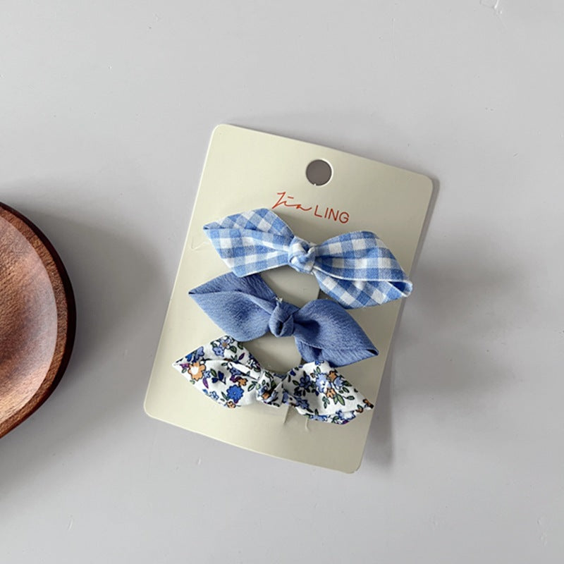 Children's Fabric Hair Clips Floral Bow Set