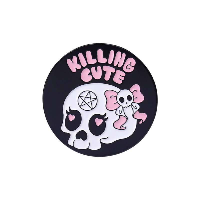 Pink Skull Bear Metal Brooch Geometric Cute Cat Pin