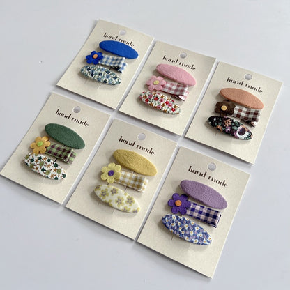 Floral Print Fabric Hair Clips Set for Kids