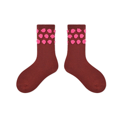 Kids Plush Polka Dot Mid Calf Socks Breathable