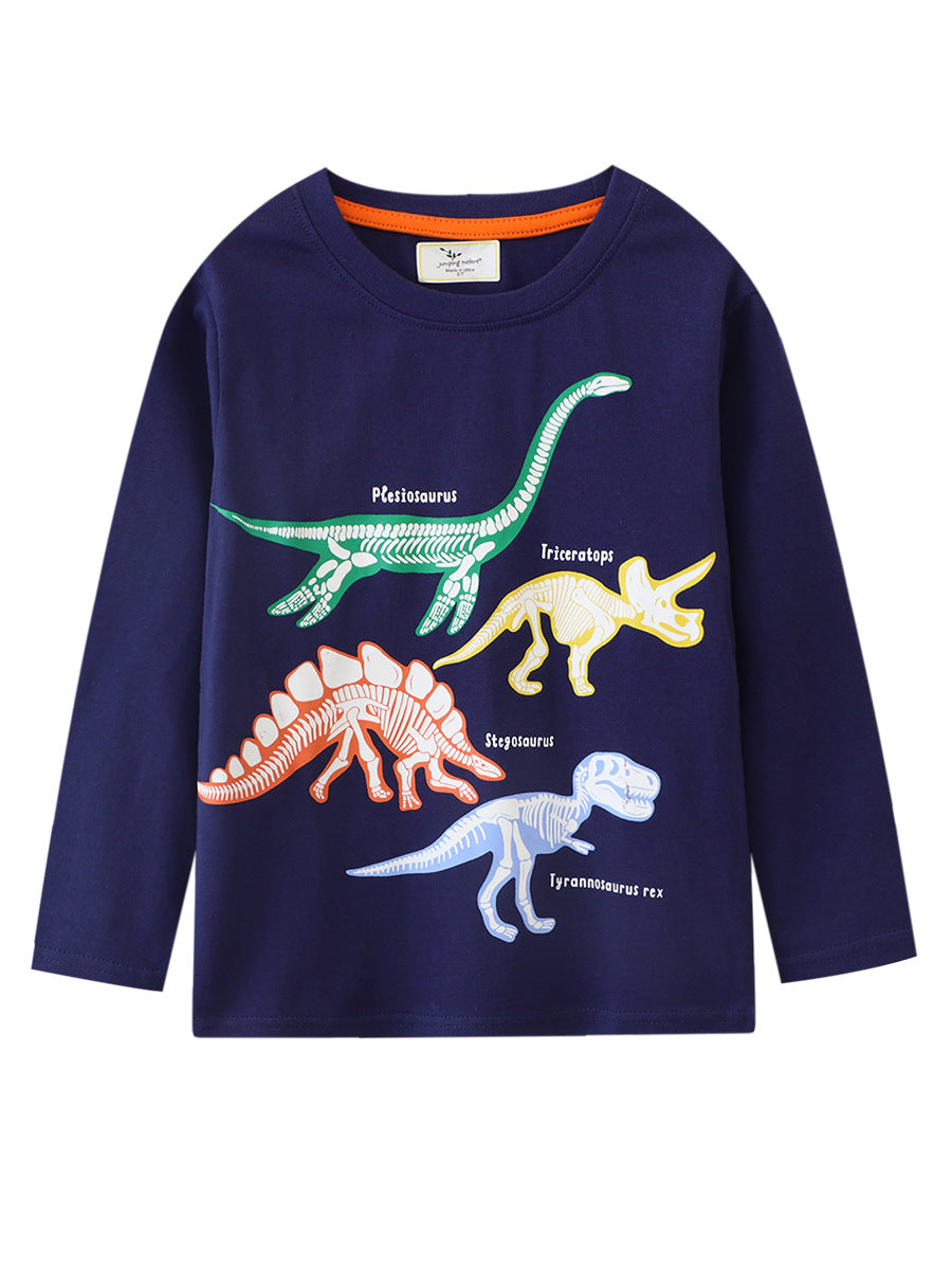 Glow-in-the-Dark Dinosaur Pattern Long Sleeve T-Shirt for Boys