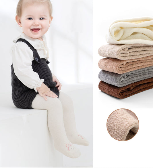 Cartoon Coral Fleece Tights Warm Thick Leggings for Girls