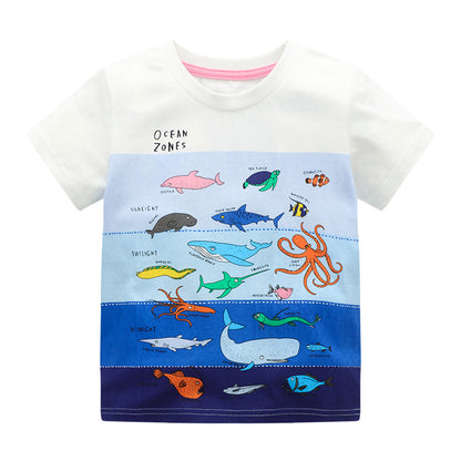 Little Bitty Boys' Summer T-Shirt Animal Cartoon Moisture-Wicking Casual Style