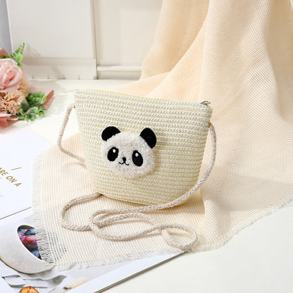 Mini Cute Panda Woven Straw Bag for Women