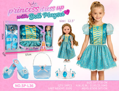 Princess Doll Dress-Up Playset - 32cm Rubber Doll Toy