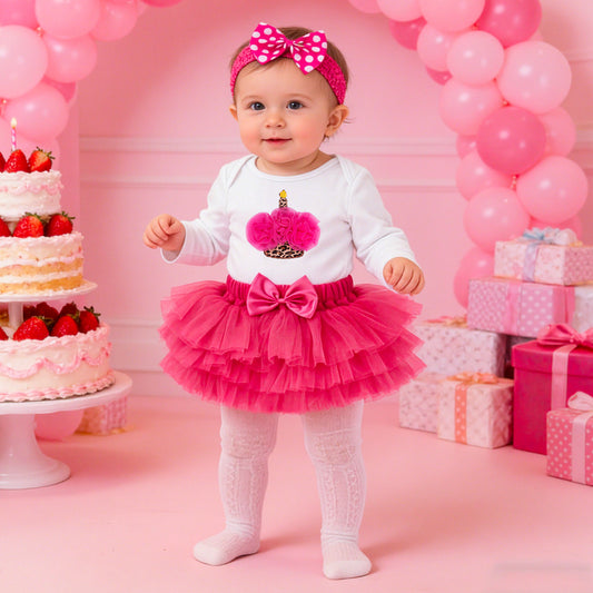Newborn Baby Girls Heart Bodysuit Princess Dress Set