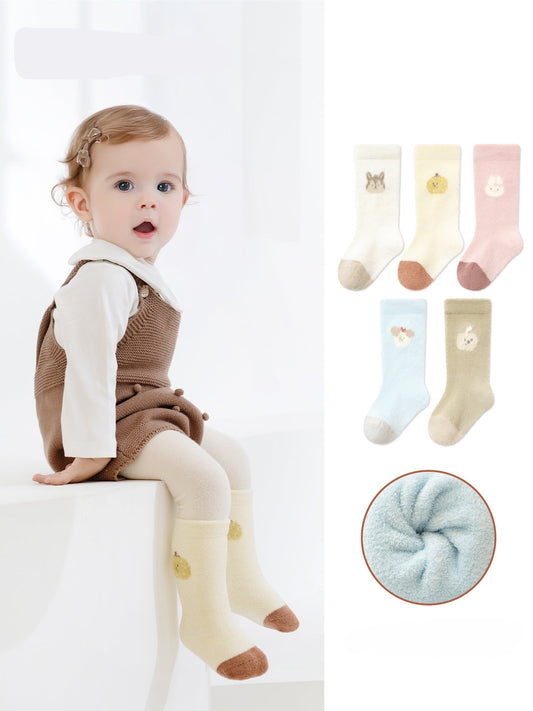 Warm Plush Colorful Baby Socks Mid-Calf Unisex