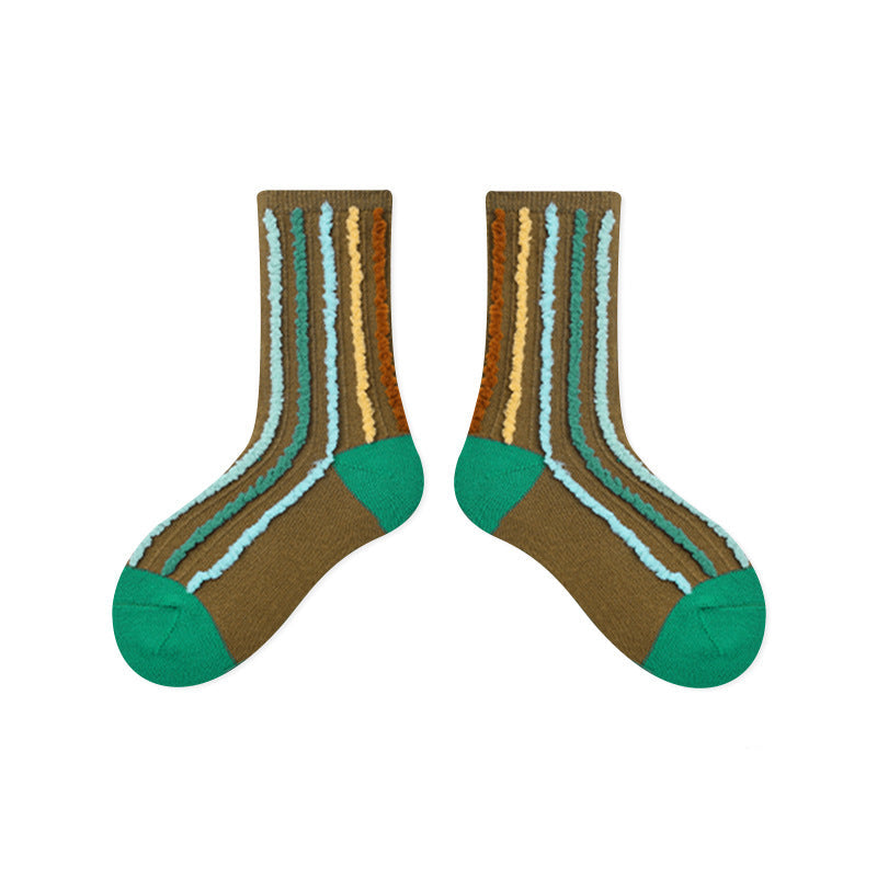 Kids Plush Polka Dot Mid Calf Socks Breathable
