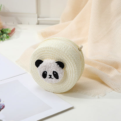 Mini Cute Panda Woven Straw Bag for Women