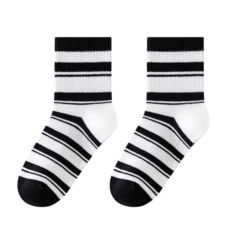 Color Block Cotton Mid-Calf Basketball Socks for Kids