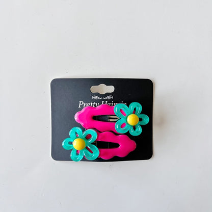 Colorful Wave Hair Clips for Kids - Cute Floral Design