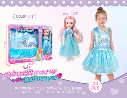 Princess Doll Dress-Up Playset - 32cm Rubber Doll Toy