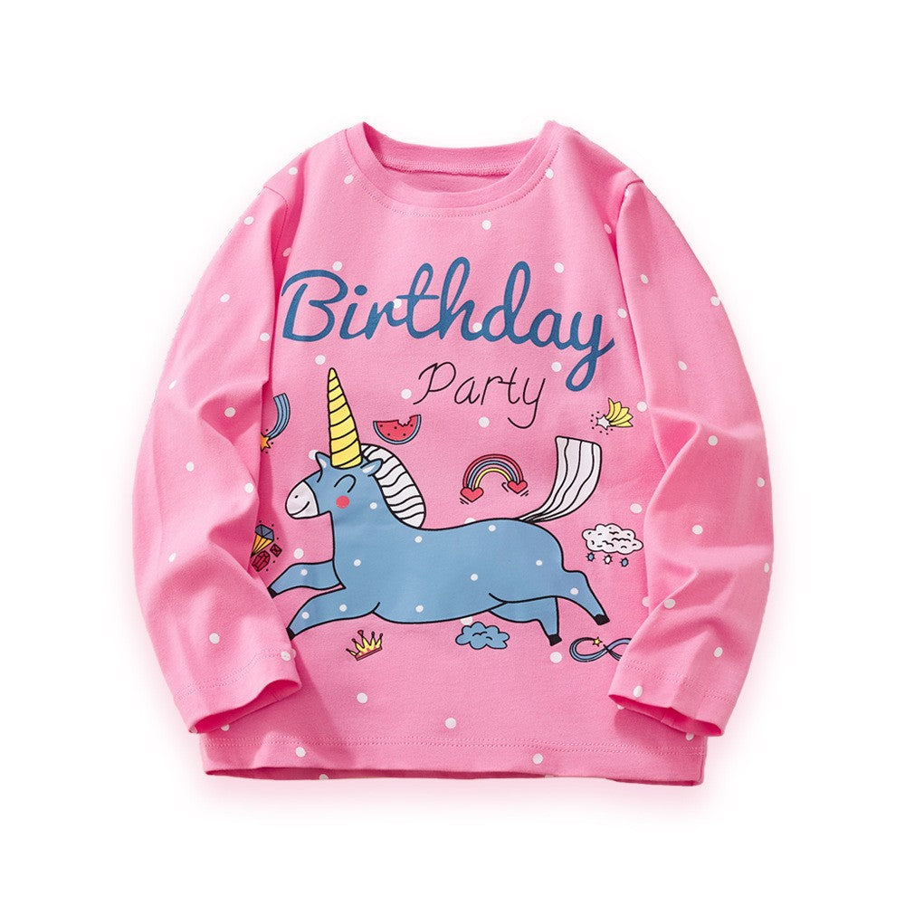 Animal Print Long Sleeve Cotton T-Shirt for Girls
