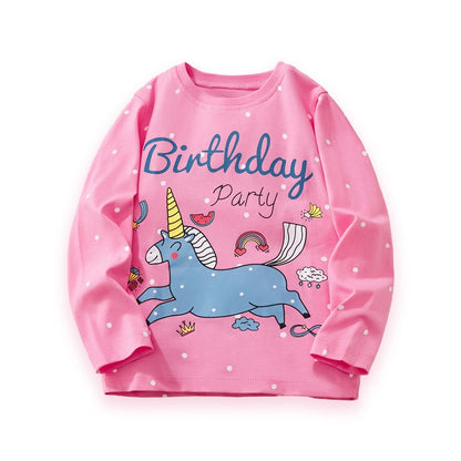 Animal Print Long Sleeve Cotton T-Shirt for Girls