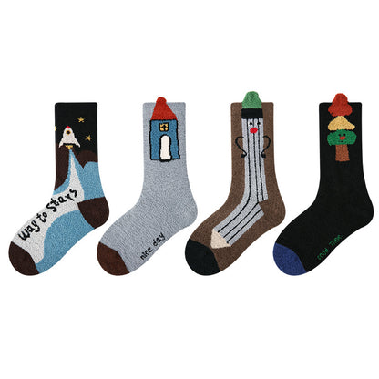 Kids Cozy Fleece Lined Ankle Socks Non Slip Casual