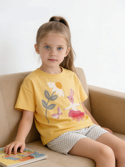 Trendy Cartoon Two-Piece Girls' Outfit