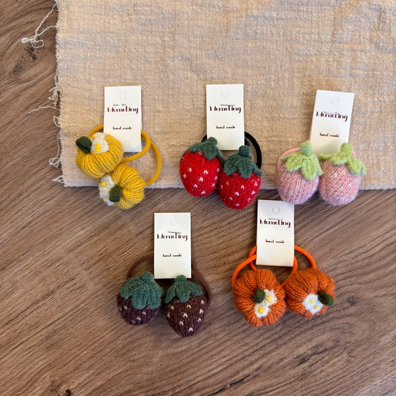 Children's Strawberry Pumpkin Hair Accessories Cute Knit Headbands
