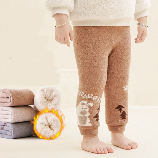 Girl's Cute Cartoon Thick Fleece Leggings